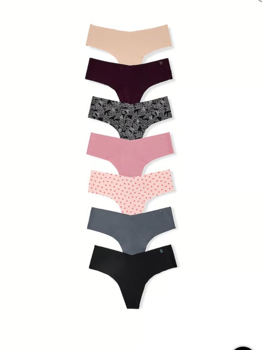 Victoria's Secret 7-Pack No-Show Thong Panties - Size S - Multi - 27187642